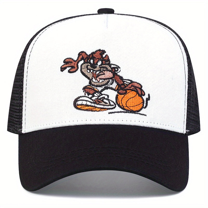Rabbit Basketball Embroidered Men's Hip Hop Flat Brim Hat