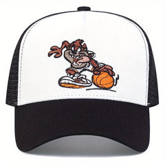 Rabbit Basketball Embroidered Men's Hip Hop Flat Brim Hat