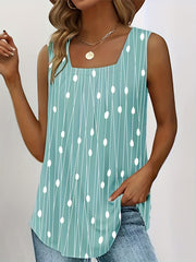 Polka Dot Square Neck Tank Top Sleeveless Summer Top