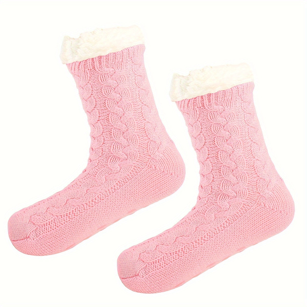 Warm Non Slip Snow Socks Cozy Fuzzy Velvet Lined Grippers Slipper Socks