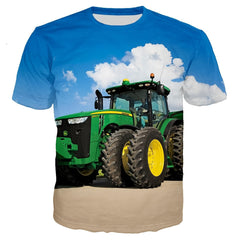 Boy's Summer Car Tractor Graphic T-Shirt 3D Print Tops
