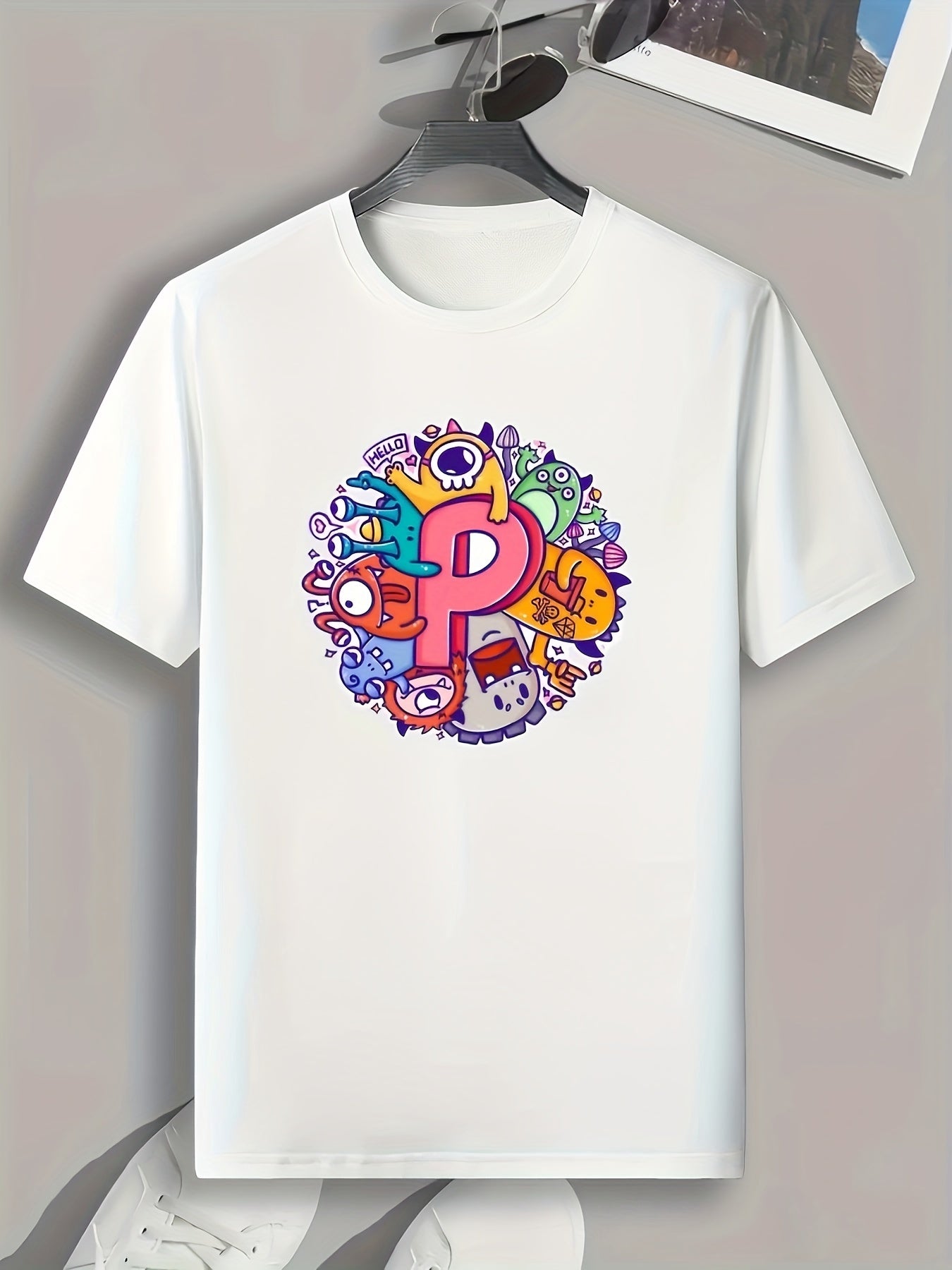 Cartoon Print Men's Graphic T-shirt Casual Comfy Tee