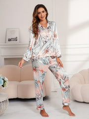 Floral Print Pajama Set Long Sleeve Top & Pants