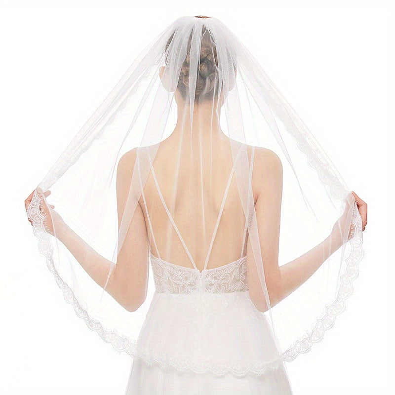 Lace Edge Wedding Veil With Comb