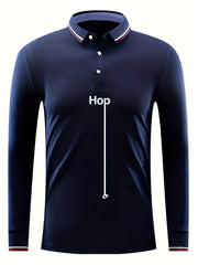HOP Pattern Men's Long Sleeve Polo Shirt