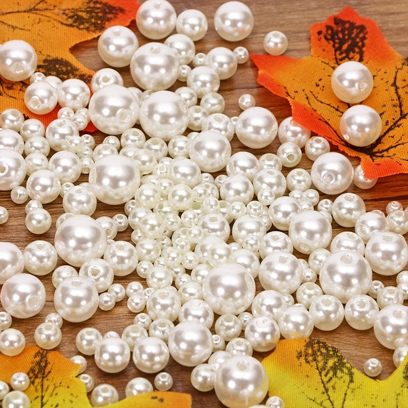 100pcs Mix Size Imitated Pearl Beads 4-8mm Pearls Accessories Women's Jewelry