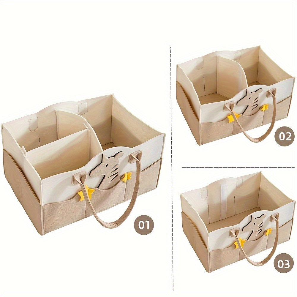 Large Capacity Felt Diaper Bag Portable Tote Handle Compartment Storage