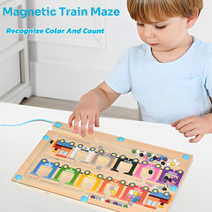 Wooden Magnetic Number Maze Train Toy