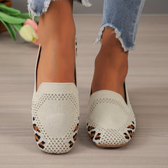 Leopard Print Square Toe Slip-On Loafers