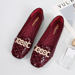 Women's Chain Decor Peas Shoes Slip on Loafers