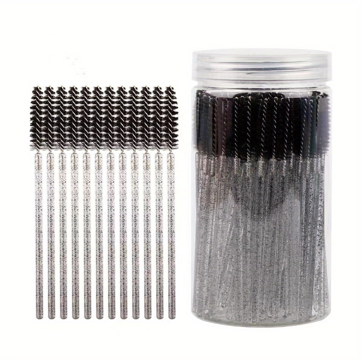 100pcs Eyelash Brushes with Container for Extensions and Makeup