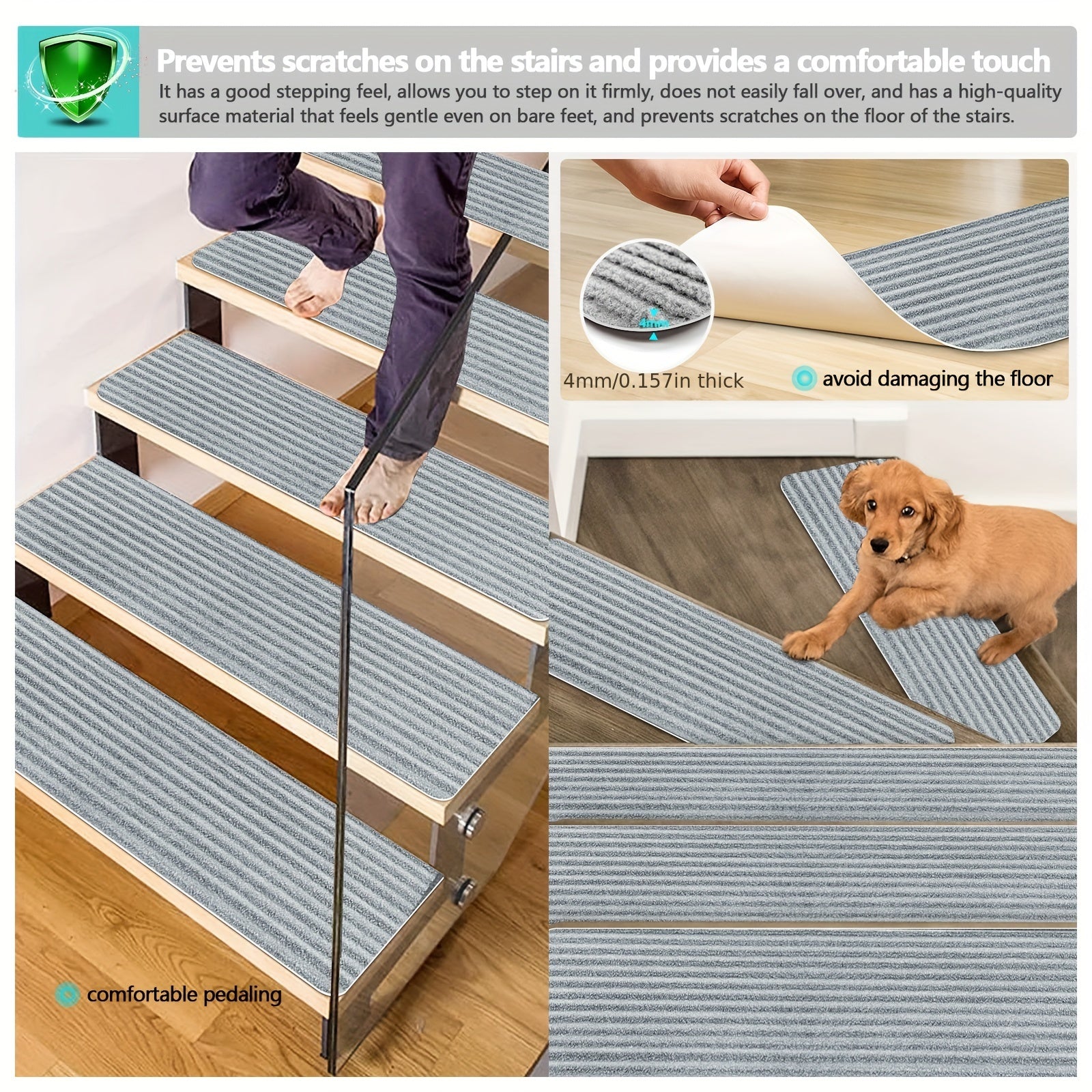 15pcs Non Slip Carpet Stair Treads for Wooden Steps