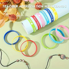 48 Pcs Teacher Appreciation Silicone Bracelets Thank You Rubber Wristbands