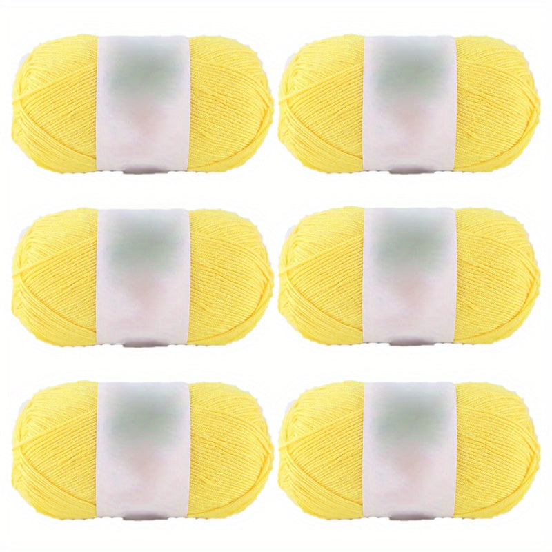 6pcs Bamboo Cotton Blend Yarn for Spring & Summer Knitting - Soft & Fine