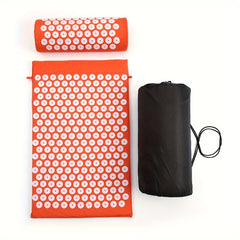 Orange Yoga Acupressure Massage Mat & Pillow Set for Muscle Relaxation