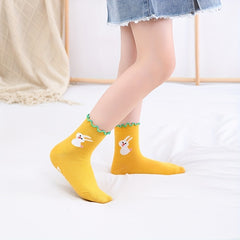 5 Pairs Girls Cartoon Animal Pattern Socks for All Season