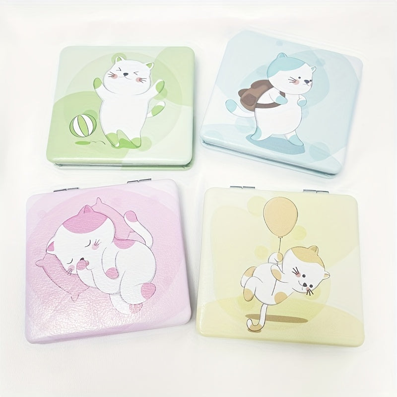 Cat Pattern Makeup Mirror Mini Compact Portable Pocket Mirror