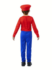 Boy s Plumber Cosplay Costume 4pcs Set Halloween Outfits