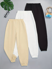3pcs Kids Bow Decor Elastic Waist Jogger Pants Set for Sports