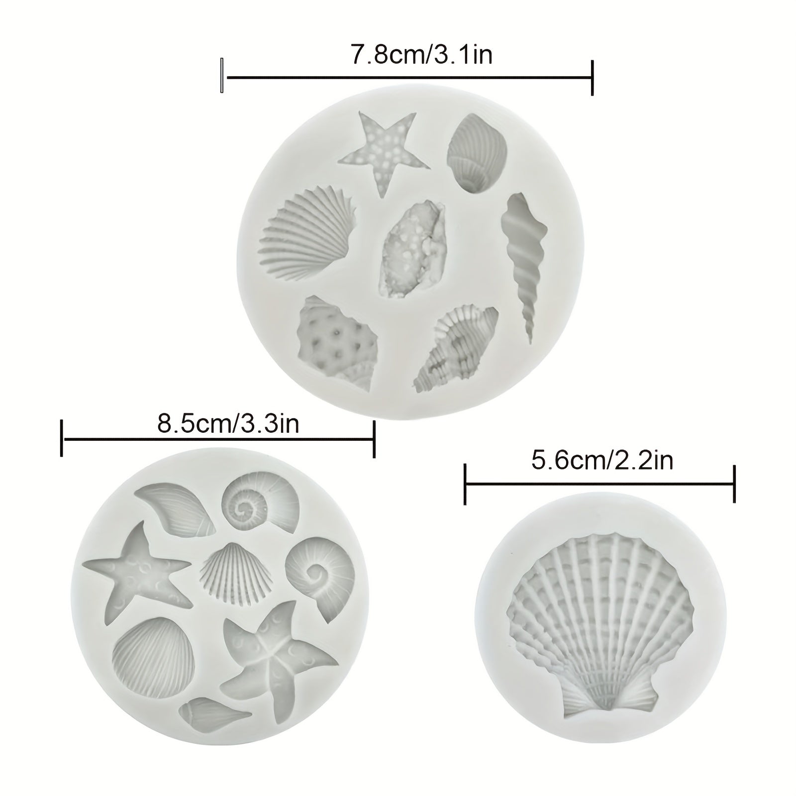 Marine Theme Fondant Silicone Mold - Seashell, Conch, Starfish, Coral