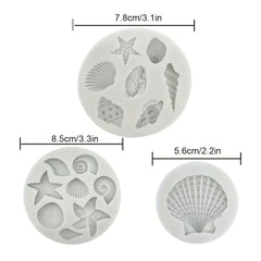 Marine Theme Fondant Silicone Mold - Seashell, Conch, Starfish, Coral