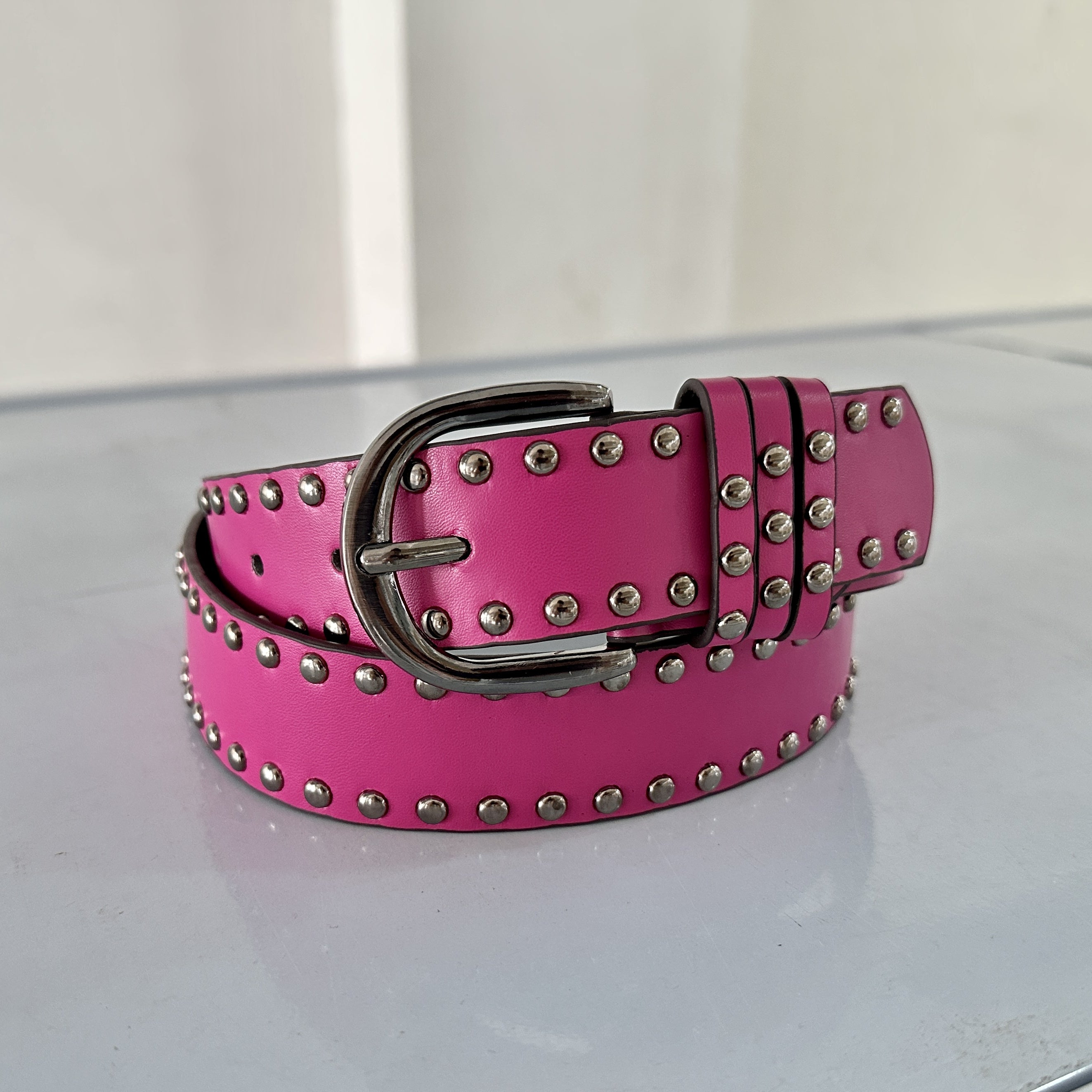 Women's PU Leather Belt Beaded Studded Punk Style