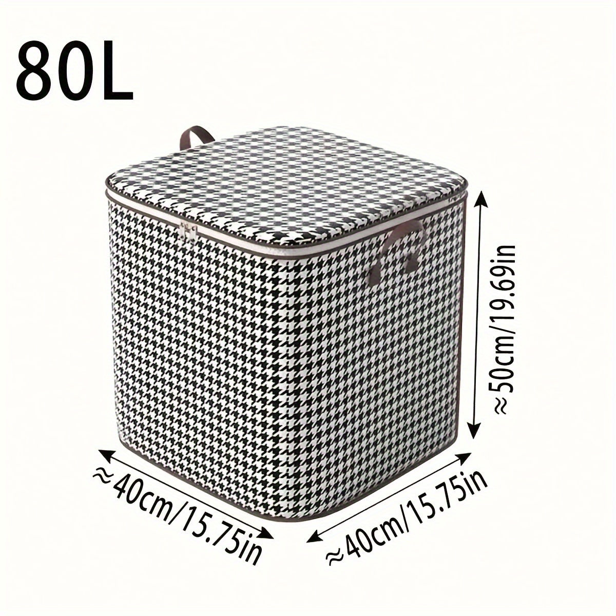 2pcs Houndstooth Storage Basket Large Zipper Box for Cloth