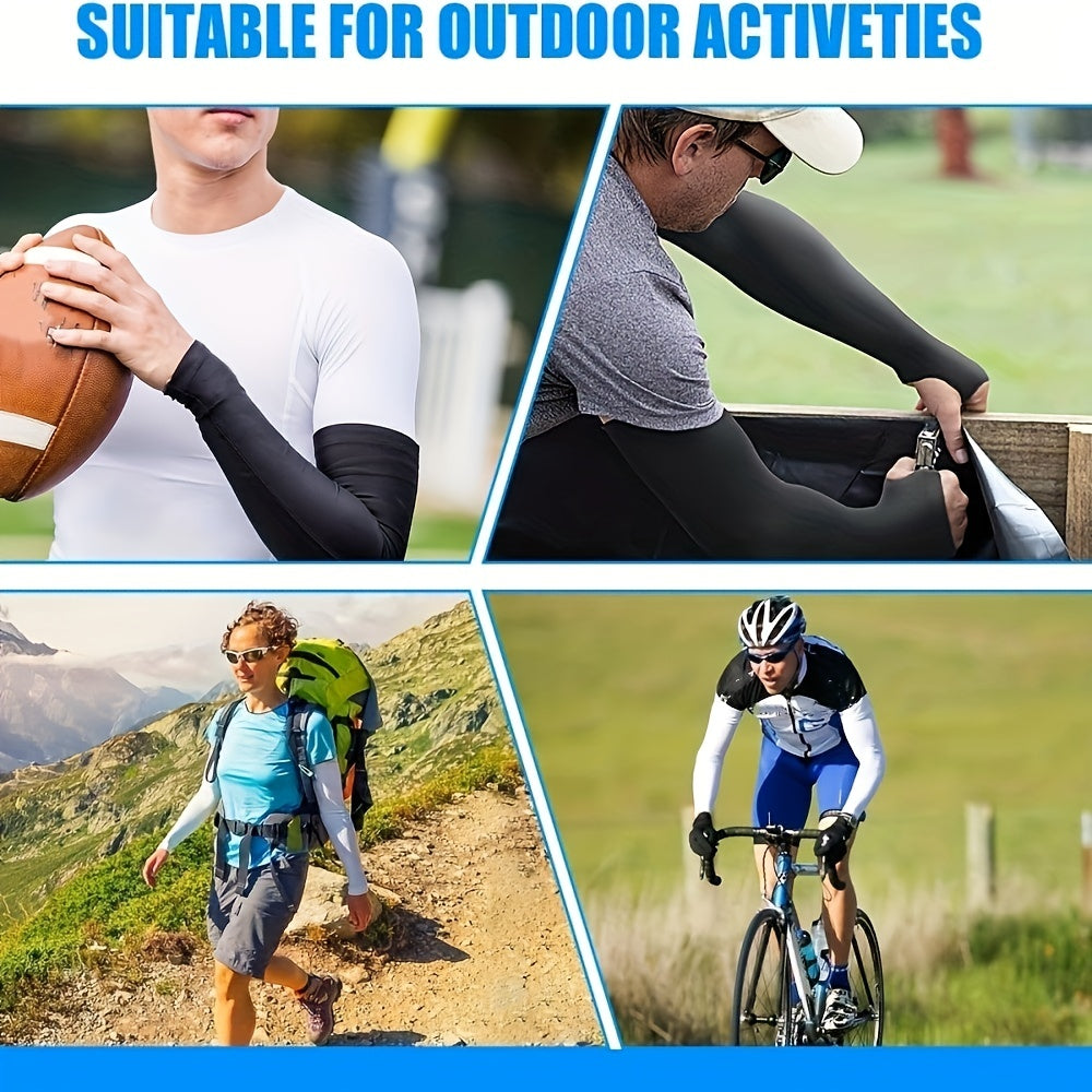 2 Pairs Cooling Arm Sleeves UV Sun Protection Golf Cycling Running Unisex