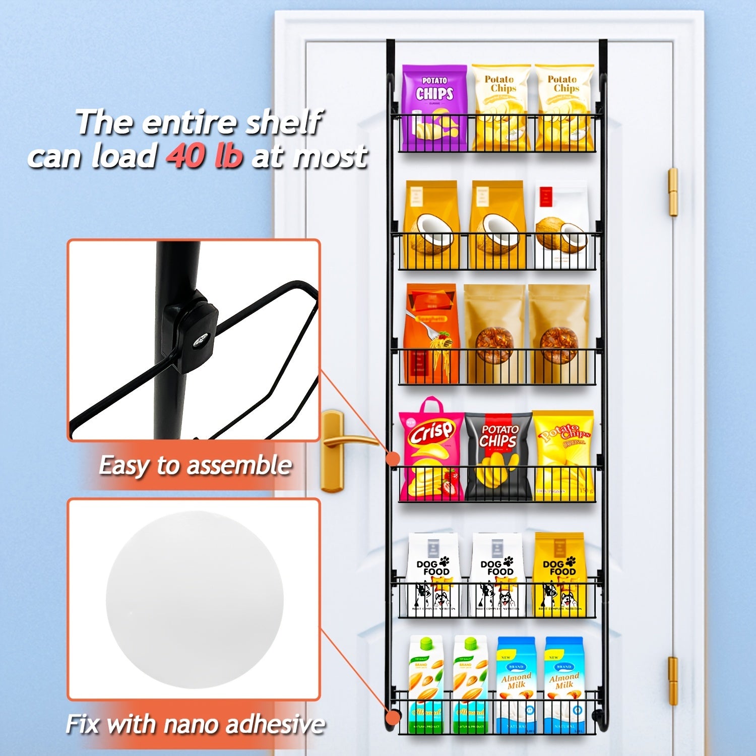 6 Tier Over The Door Pantry Organizer Spice Rack