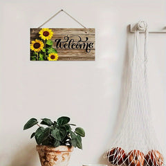 Sunflower Door Sign Wood Grain Decoration Home Hanger Bedroom Porch Courtyard