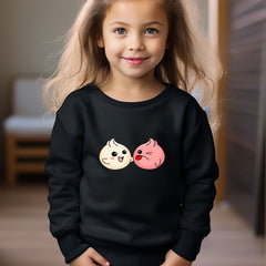 Girls Cartoon Buns Sweatshirt Crew Neck Tops for Fall Winter