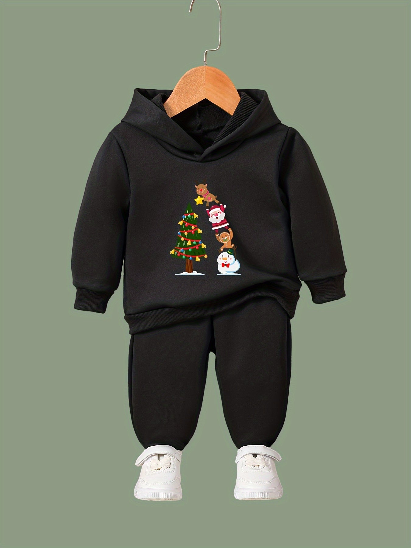OERYUI Kids Christmas Activewear Set Hoodies Pants Breathable Animal Print 2pcs