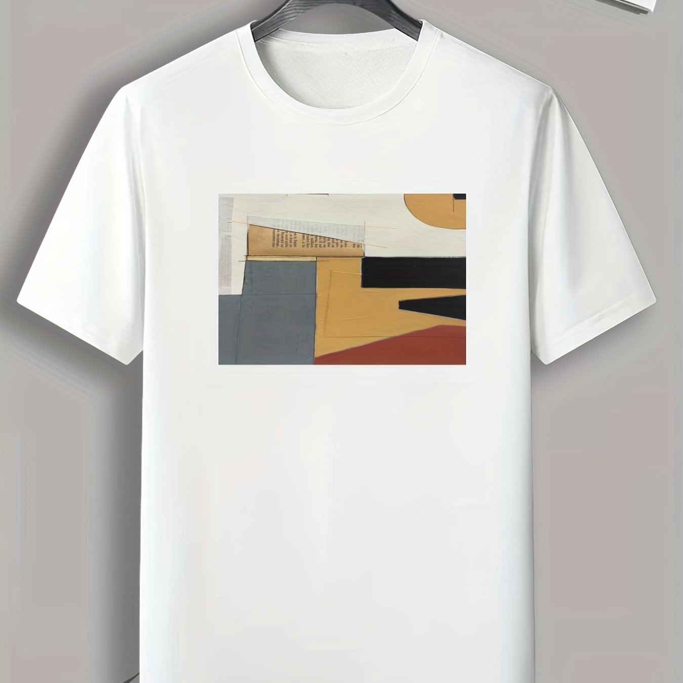 Collage Style Print Men's Comfy T-shirt for Outdoor Summer