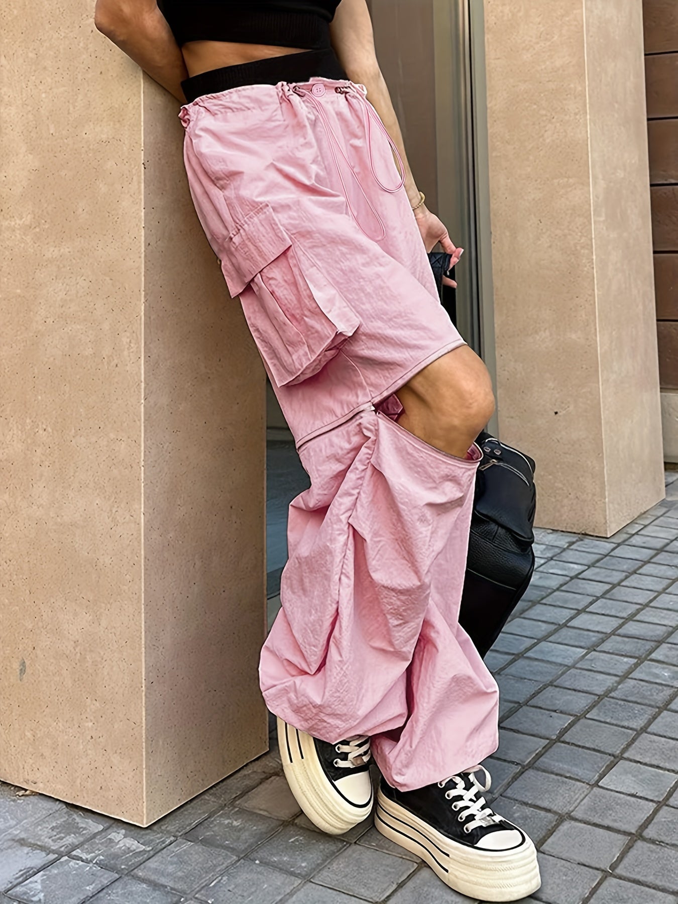 Loose Cargo Pants with Zip Pocket - Street Style