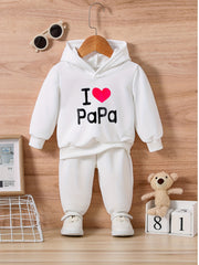 Kids Love Letter Print Casual Outfit Infant Baby Sweatshirt Trousers Set