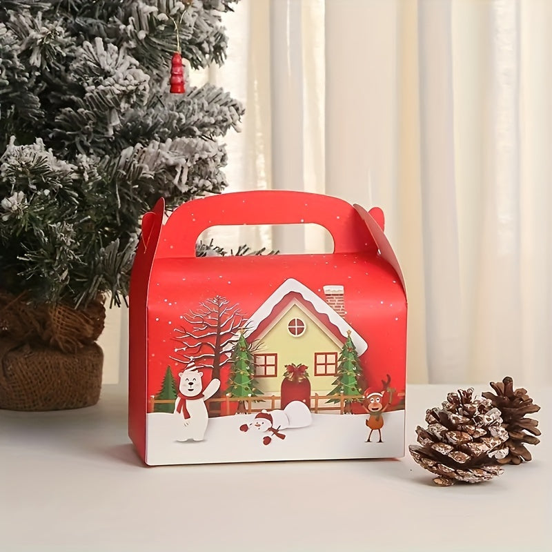 5pcs Christmas Cardboard Holiday Packaging Box For Cake Biscuit