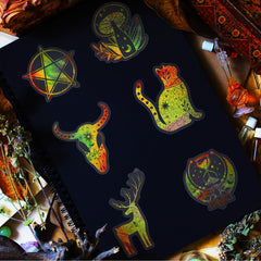 100pcs Starry Sky Laser Stickers Golden Holographic Retro Journal Stickers
