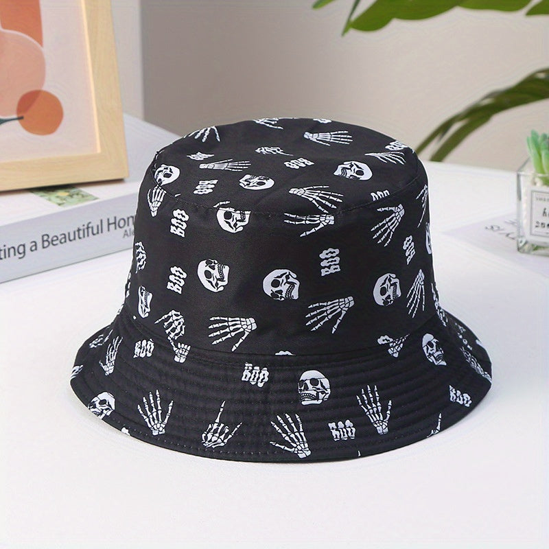 Skull Pattern Fisherman Hat European N Street Hip hop Hat Summer Sun Visor Hat
