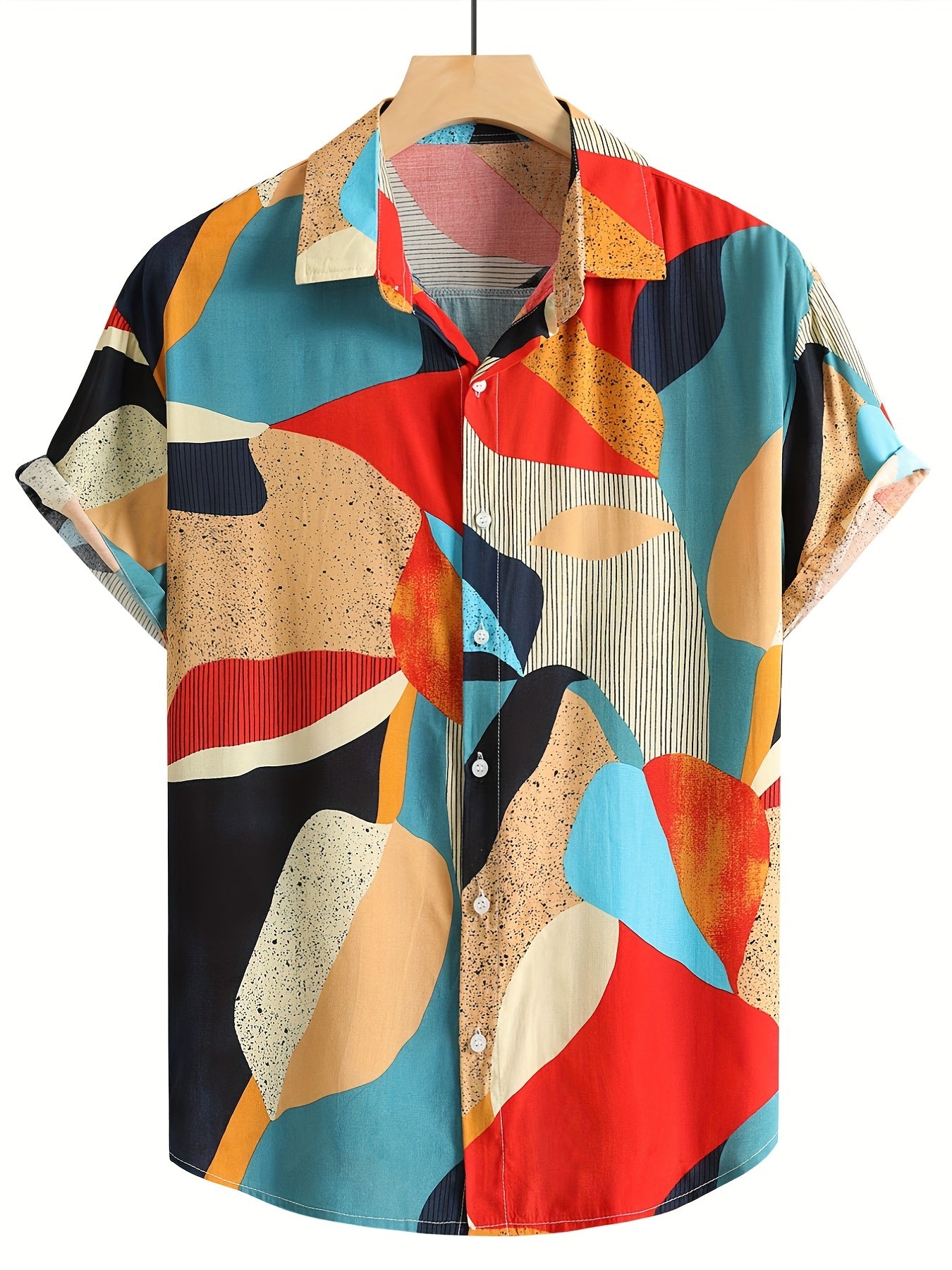 Men's Block Lapel Short Sleeve Shirt