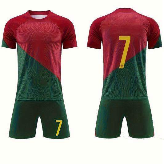 Girls Boys 7 Print Football Jersey Set Comfy Activewear Suit