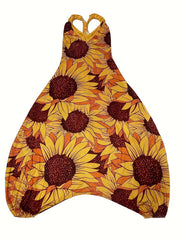 Graphic Print Baggy Jumpsuit Casual V Neck Sleeveless Summer Jumpsuit