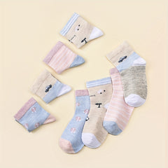 8 Pairs Baby Cartoon Crew Socks for Newborn Infant