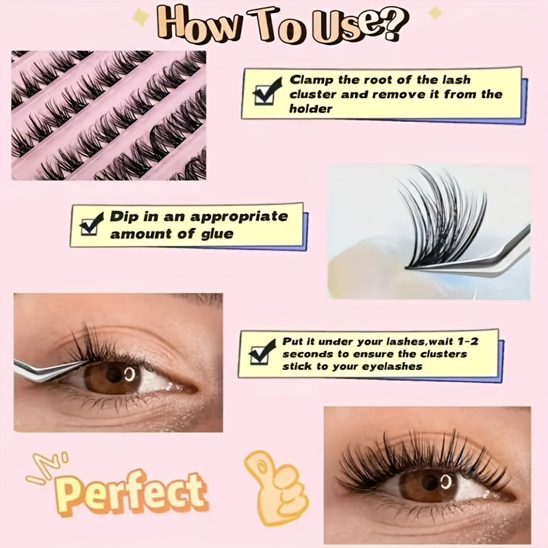 240pcs Clusters Lashes Kit With Bond Sealant Tweezer 0 07 D Curling Mix 9 16mm