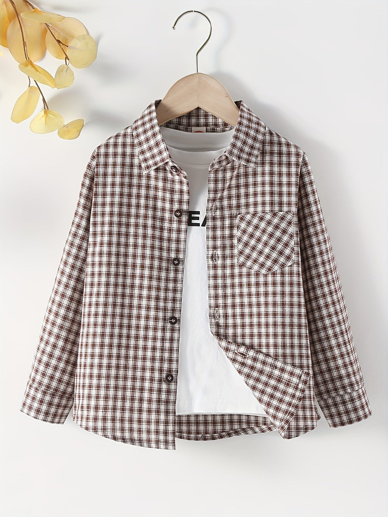 Boy's Plaid Graphic Print Shirt Long Sleeve for Spring Autumn