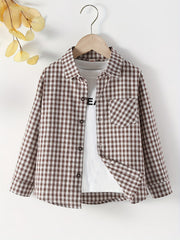 Boy's Plaid Graphic Print Shirt Long Sleeve for Spring Autumn