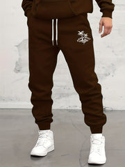 Antlers Tropical Island Print Drawstring Sweatpants Loose Fit Pants