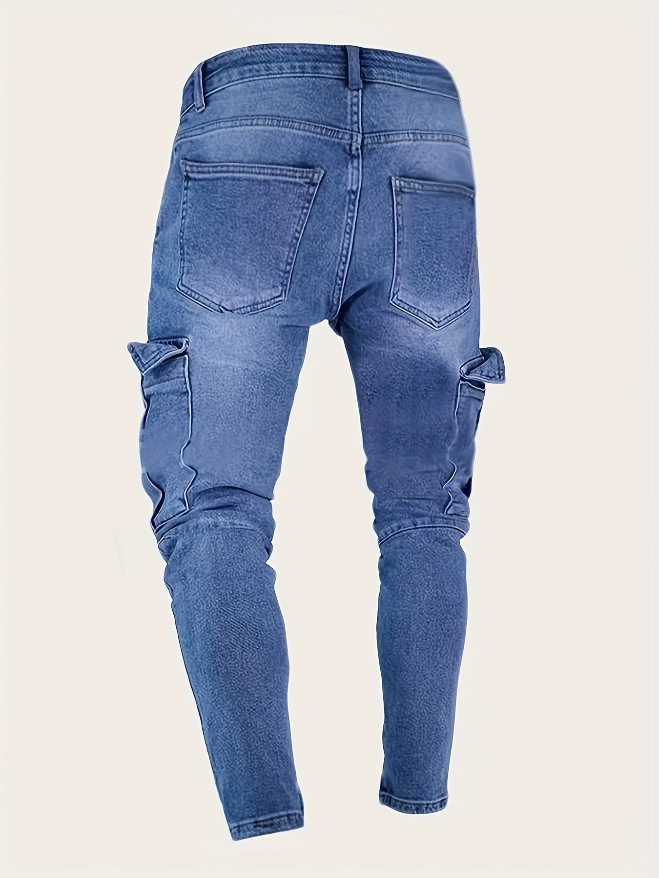 Men's Slim Fit Pocket Jeans Casual Stretch Street Style Denim Pants