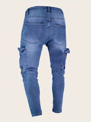 Men's Slim Fit Pocket Jeans Casual Stretch Street Style Denim Pants