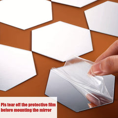 12 Removable Acrylic Mirror Set Wall Sticker Decal Hexagonal Mirror Tile Decal