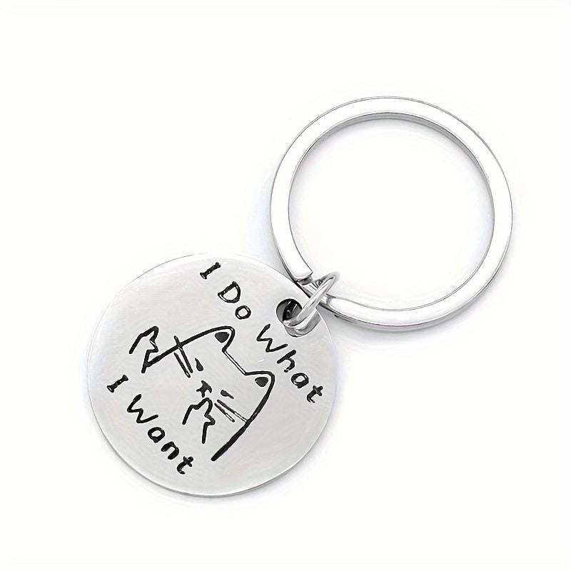 Kitten Pattern Stainless Steel Keychain Keyring Car Key Charm Pendant
